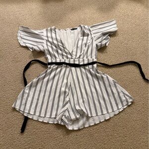 Striped Romper with Belt
